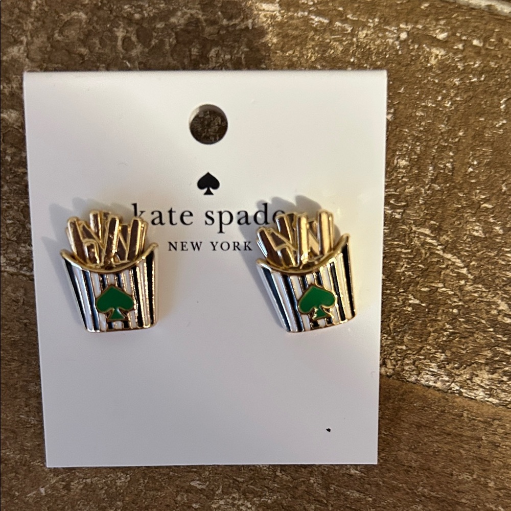 Kate Spade Gold and Green French Fry Earrings. Nickel Free.Limited Edition.